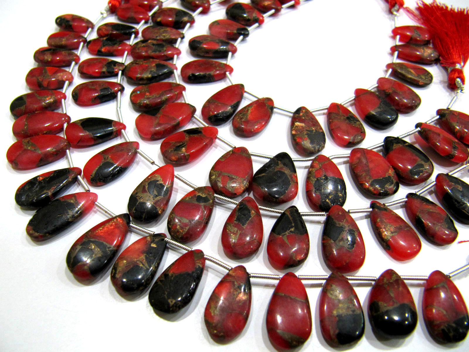 Red Oyster Copper Turquoise Pear Shape Plain Smooth Beads