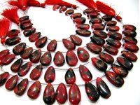 Red Oyster Copper Turquoise Pear Shape Plain Smooth Beads