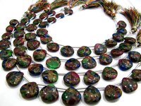 Multi Oyster Copper Turquoise Heart Shape Plain beads