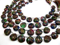 Multi Oyster Copper Turquoise Heart Shape Plain beads