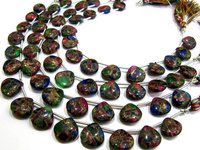 Multi Oyster Copper Turquoise Heart Shape Plain beads