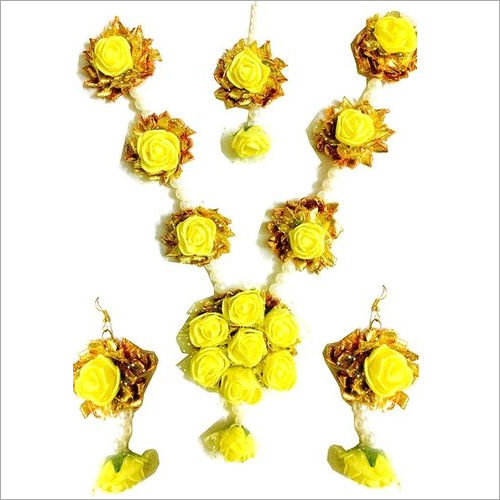 Yellow Flower Gota Patti Jewelry Set