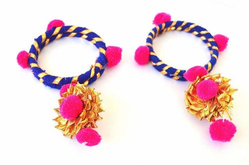 Pink Blue Gota Patti Bangles For Women & Girls