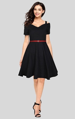 Half Sleeves Blue Western Dress