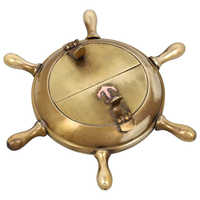 Brass Nautical Design Antique Ashtray - Handcrafted Round Wheel | Polished Finish, Superior Artisanship