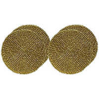Handmade Golden Beaded Coaster Set