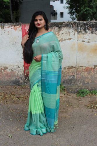 Handwoven Pure Linen Saree