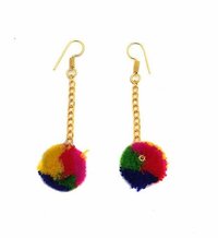 Multi Color Pom Pom Handmade Earring For Women & Girls