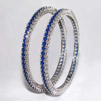 Silver Single Line Color Stone Bangles - Sterling Silver, Adjustable Size | Lead And Nickel Free, Lightweight And Comfortable To Wear, Elegant Design