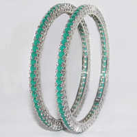 Silver Coloured Stone Bangles