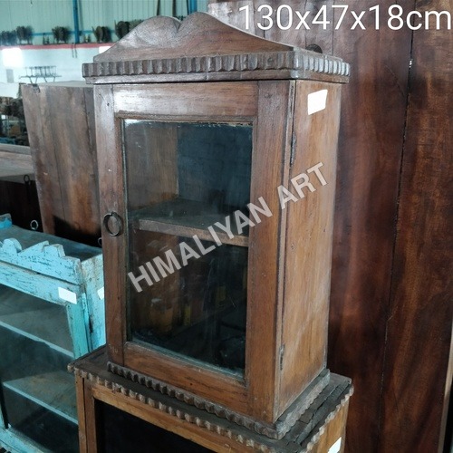 Wooden Showcase - 130cm Width x 47cm Height | Solid Wood, Crafted Artwork, Elegant Indoor Kitchen Furniture