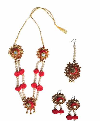 Handmade Multi-Color Gotta Patti/ Floral Necklace Jewellery Set