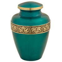 Shiny Teal Brass Cremation Urn