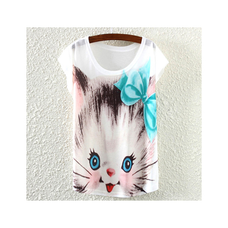 Ladies Round Neck Designer Print Top