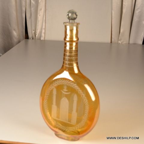 Yellow Blown Glass Decanter