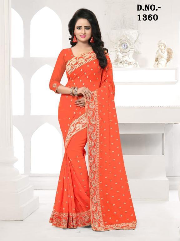Heavy Embroidery Work Sarees
