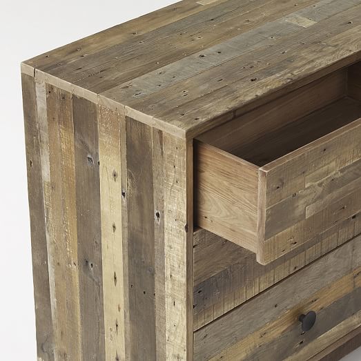 Reclaimed Wood 3 Drawer Dresser Natural Cabinet