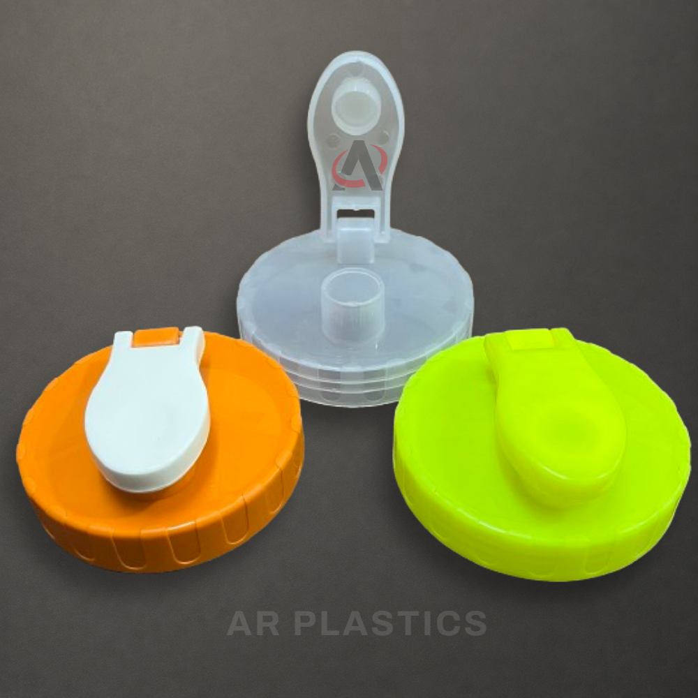 83 MM Flip Top Caps - Plastic, 83 mm Diameter, Available in Pink, Green, Sky Blue, Customizable Design , User-Friendly and Lightweight for Jars