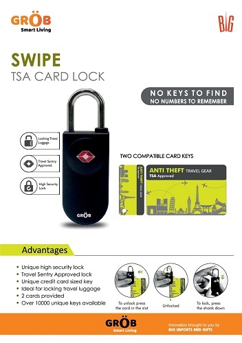 Swipe TSA Card Lock By BIG IMPORTS AND GIFTS