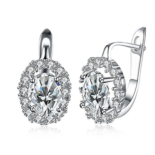 Silver Crystals From Swarovski Clip-On Earrings