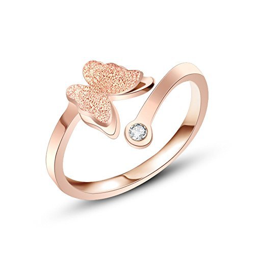 Butterfly Charm Crystal Rose Gold Ring Gender: Women