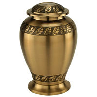 Classic Laurel Engraved Brass Urn