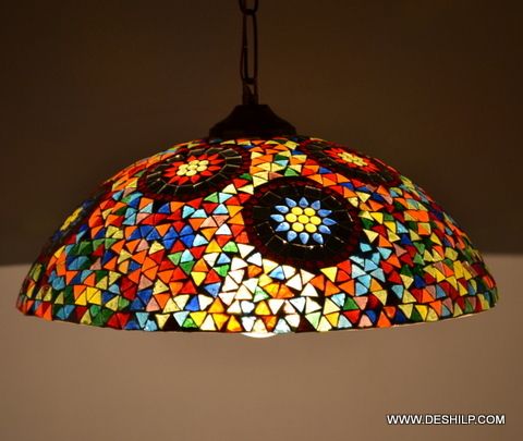 GLASS HANGING MOSAIC DECORATED