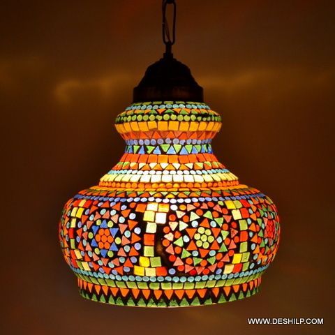 Multi Color Mosaic Lamp With Fitting