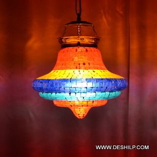 FOUR COLOR GLASS MOSAIC WALL HANGING LAMP