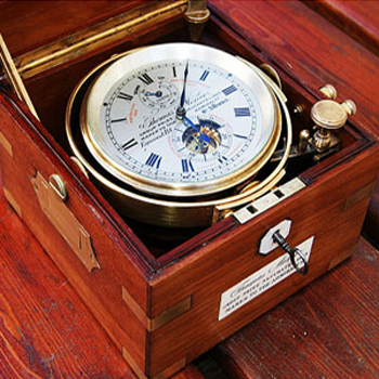 Marine Ship Chronometers - Golden Metal Enclosure, 44mm x 44mm x 31cm , Antique Design with Precision Machined Parts, Easy to Clean and Lightweight
