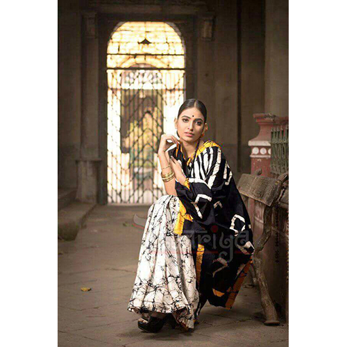 Silk Ladies Black Cotton Saree
