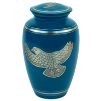 Silver Eagle Brass Urn Blue