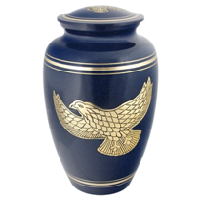 Silver Eagle Brass Urn Blue