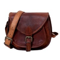 Goat Leather Sling Bag - 20inch-30inch, Brown Color, Nylon Lining, 1 Year Warranty, Plain Design