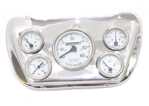 Willys jeep Panel Dash Gauge Instrument Cluster with Chrome Mounting Plate