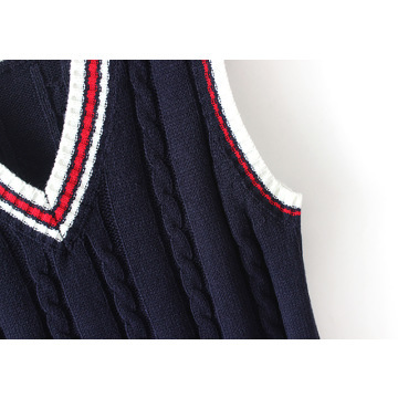 Black Sleeveless School Sweater