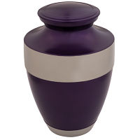 Purple Cremation Urn with Silver Band