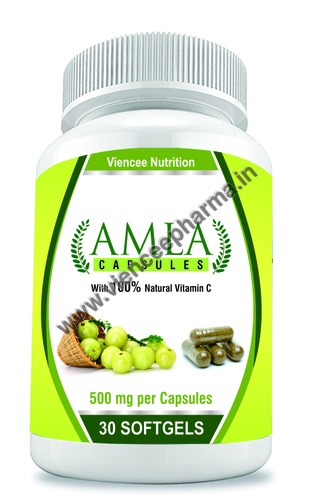 Amla Capsules - 500 mg Softgels 30 Count Bottle | Viencee Nutrition Green Amla Extract Capsules