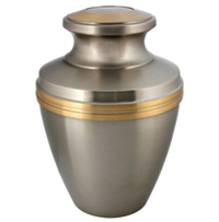 Blue Cremation Urn with Silver Band