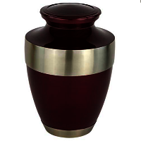Black Cremation Urn with Silver Band For Ashes