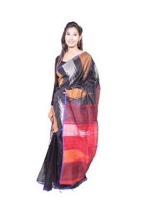 Black Base Ghicha Silk Cotton Saree