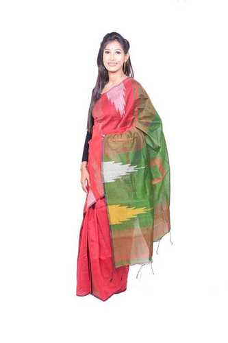 Red Base Cotton Silk Borderwali Saree