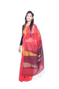 Red Base Jamdani Cotton Silk Sarees