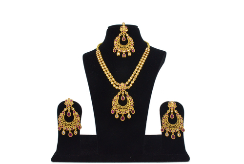Can Be Changed Latest Bollywood Classic Stylish Antique Reverse American Diamond Ad Necklace Set / Neck Piece / Mala