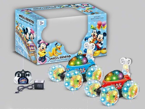 Mickey r/c stunt rolling car w/ light & music, battery incl.