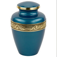 Beautiful Lyric Blue Brass Urn