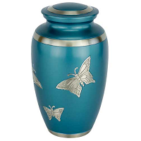 Blue Classic Engraved Butterfly Urn
