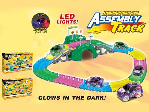 glow in the dark assembly soft track 143pcs - Plastic, 143pcs, Green, LED Lights | Glow-in-Dark, Easy Assembly, Durable Toy Track