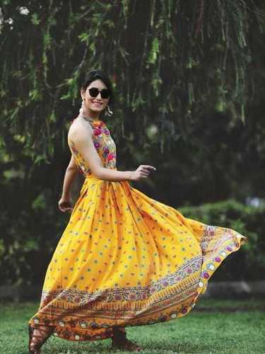 Yellow Traditional Printed One Piece Dress At Price 350 Inr Piece In Jaipur Id C