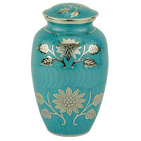 Grace Turquoise Brass Cremation Urn